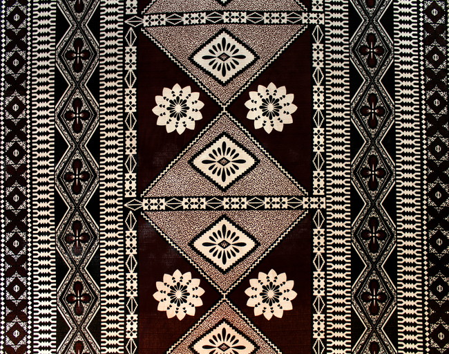 Fijian Inspired Textured Weave Cotton - Diamonds Cream Background