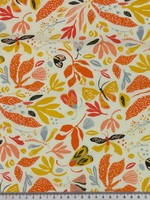Citrus Flowers & Butterflies Printed Cotton