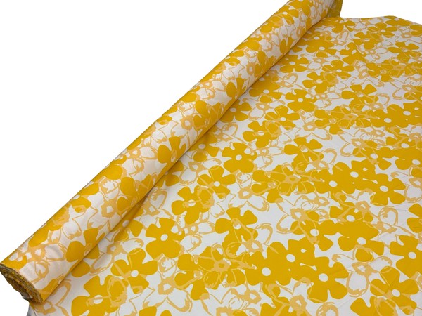Yellow & White Floral Digital Printed Rayon