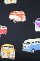 Vibrant Combi Vans on Black Premium Cotton
