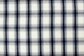 Navy, Light Blue & White Checked Linen