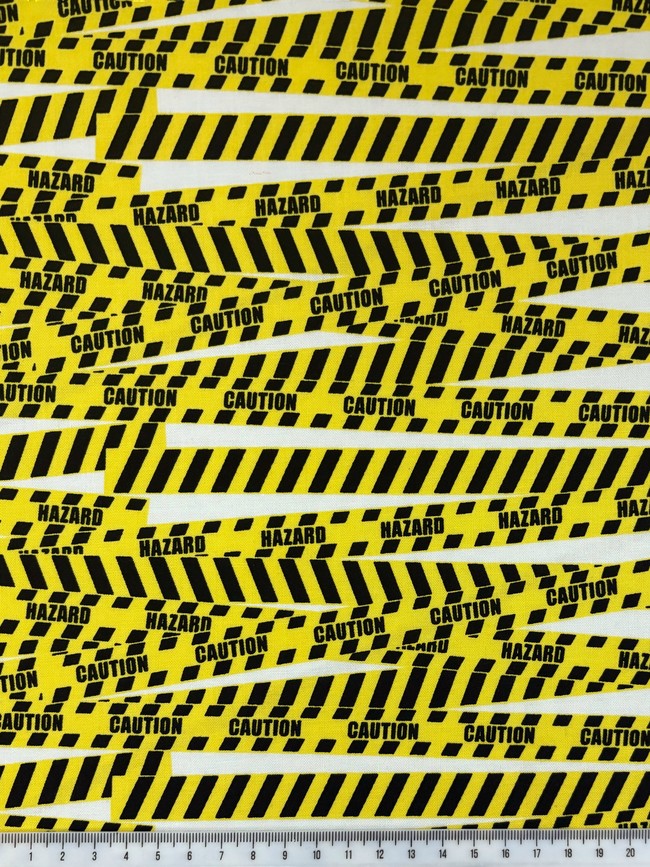 * REDUCED * Caution Tape Premium Cotton Print