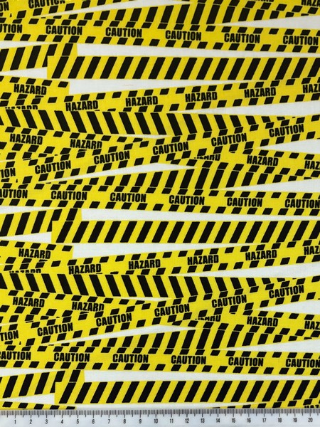* REDUCED * Caution Tape Premium Cotton Print