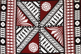 Maroon & Black Tapa Design on Ivory Dobby Cotton