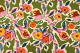 Summer Bright Floral on Pale Green Printed Rayon