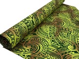 Forest Green & Fawn on Yellow Green Pacific Island Cotton Dobby