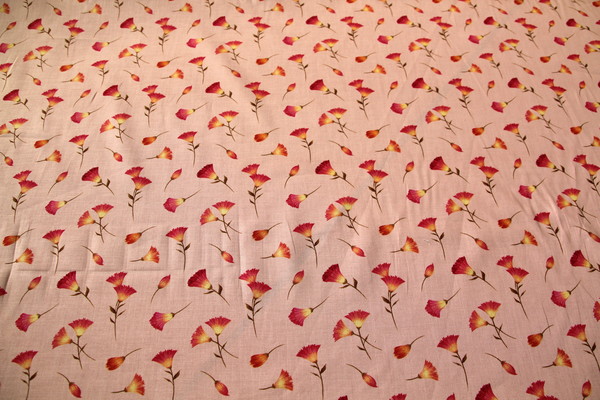 Trumpet Flower Print on Peach Cotton