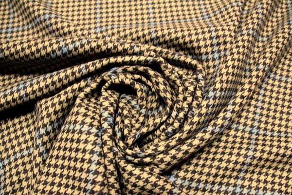 Brown & Caramel Houndstooth Wool Blend