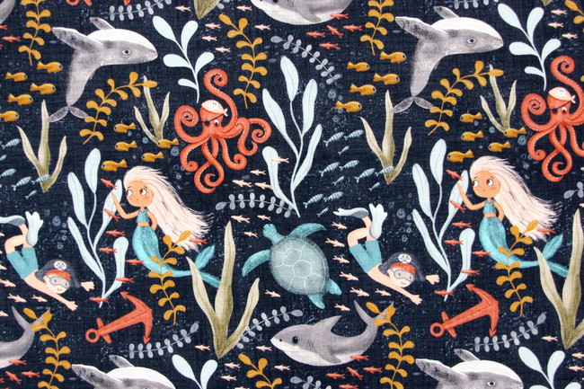 A Pirates Adventure Under the Sea Printed Cotton