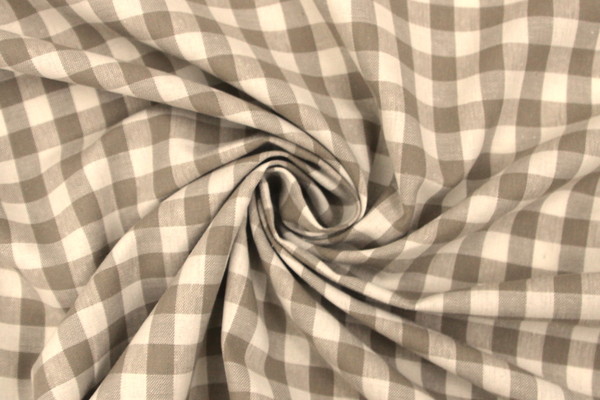 Beige & White Gingham Cotton/Linen Blend