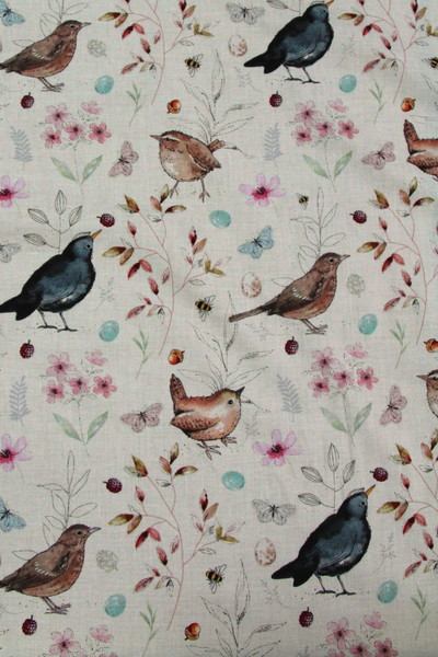 Bird-song on Cream Premium Printed Cotton