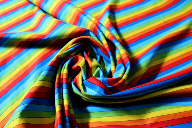 Rainbow Stripe Printed Cotton
