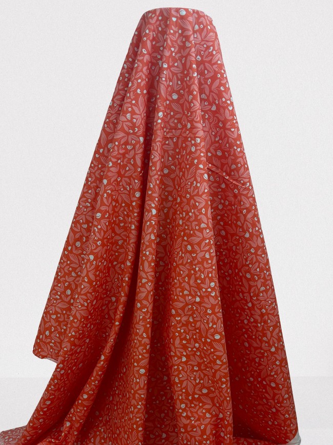 Garden Bed Flowers on Salmon Printed Cotton