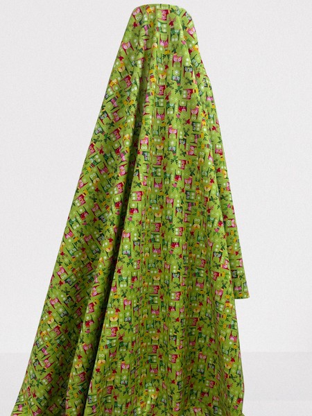 Reindeer on Green Cotton