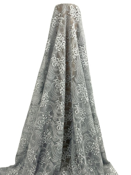 Silver Swirls Corded Lace