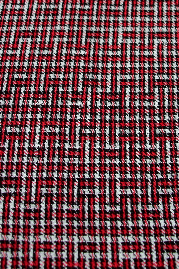 Red, Black & White Geometric Weave Wool Blend