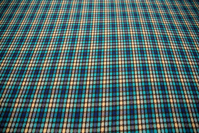 Bright Blues, Beige & Teal Woven Wool Blend