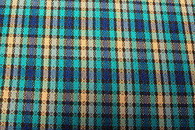 Bright Blues, Beige & Teal Woven Wool Blend