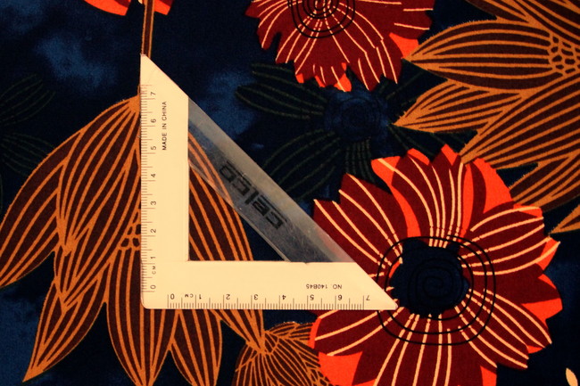 Autumn Toned Floral on Dark Navy Printed Rayon