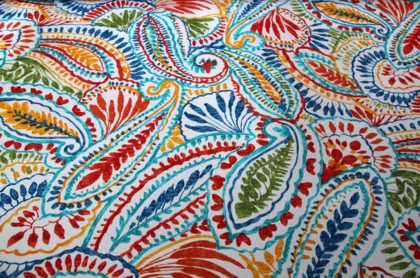 Fantastic Waterproofed & UV Canvas - Brights on White Paisley