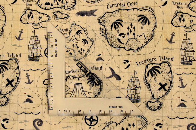 A Pirates Adventure Treasure Map Printed Cotton