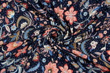 Summer Floral on Dark Navy Printed Rayon with Crepe Finish