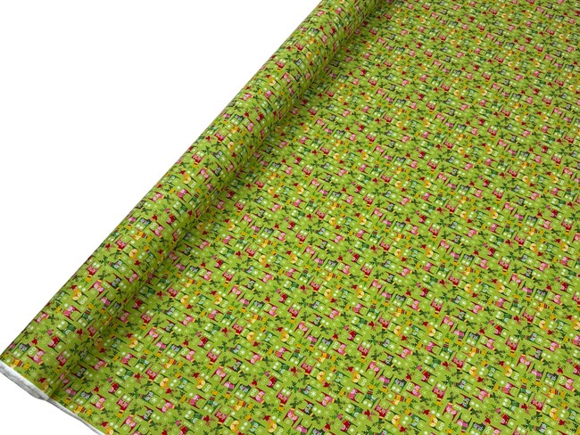 Reindeer on Green Cotton