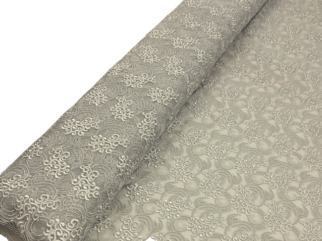 Silver Swirls Corded Lace