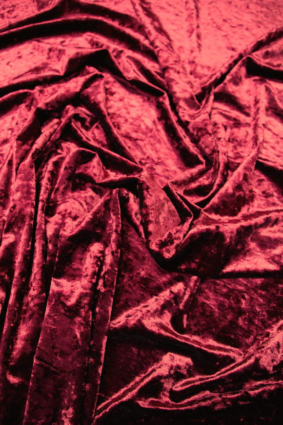 Deep Cranberry Crushed Stretch Velvet