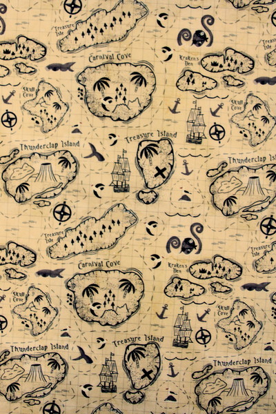 A Pirates Adventure Treasure Map Printed Cotton