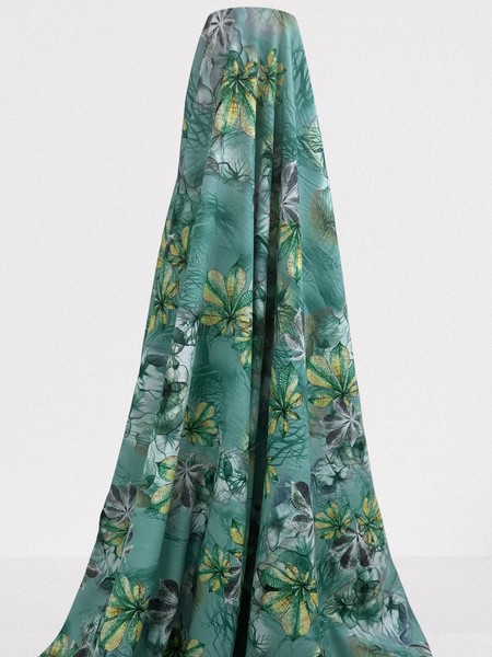 Smokey Forest Floral - Teal & Green Rayon