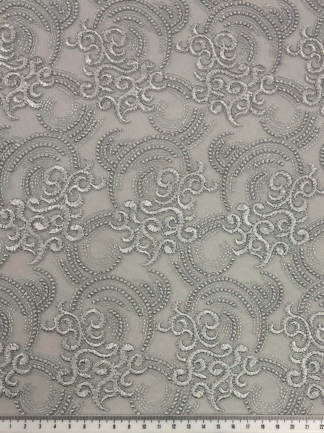 Silver Swirls Corded Lace