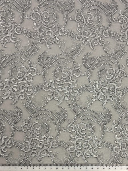 Silver Swirls Corded Lace