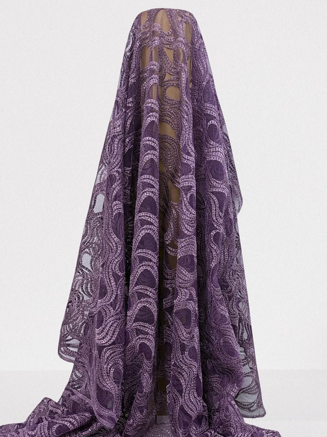 Lilac Metallic Swirl Lace