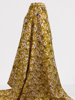 Miniature Birds on Burnt Mustard Printed Cotton