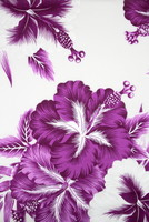 Large Magenta Hibiscus on White Hawaiian Printed Rayon