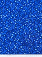 Garden Bed Flowers on Blue Printed Cotton