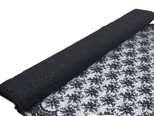 Black Sequin Floral Lace