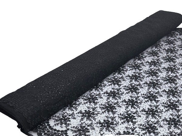 Black Sequin Floral Lace
