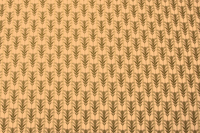 Olive Sprigs on Striped Printed Cotton