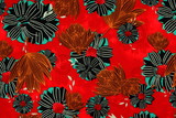 Autumn Toned Floral on Red Printed Rayon
