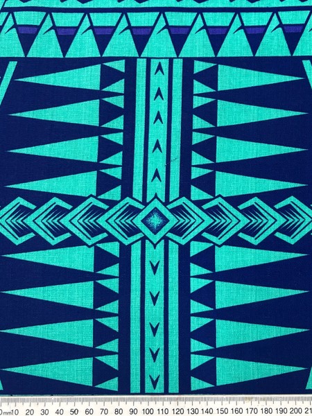 Deep Aqua & French Navy Pacific Island Cotton Dobby