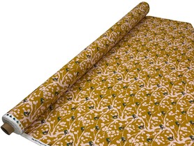 Miniature Birds on Burnt Mustard Printed Cotton