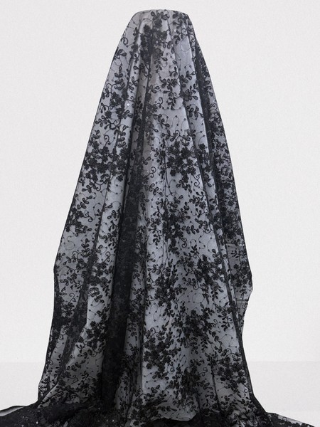 Black Sequin Floral Lace