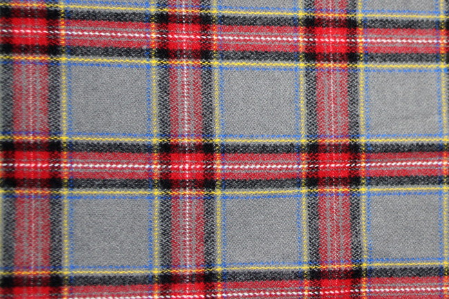 Red, Royal & Gold on Grey Brushed Cotton Check