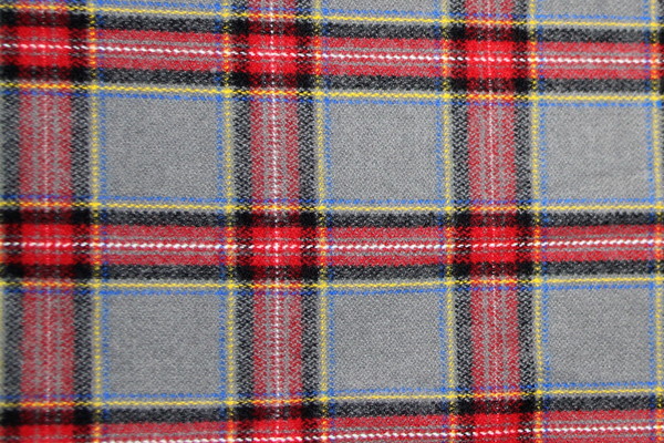 Red, Royal & Gold on Grey Brushed Cotton Check