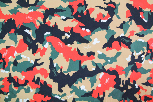 Green, Tan, Red & Black Camo Shower-proof Nylon