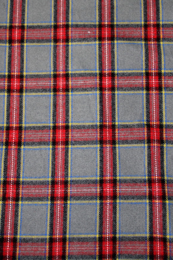 Red, Royal & Gold on Grey Brushed Cotton Check