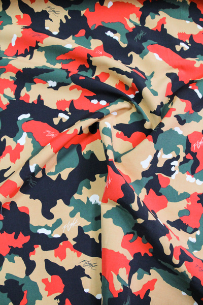 Green, Tan, Red & Black Camo Shower-proof Nylon