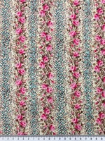 Pink Roses with Turquoise on Neutral Rayon